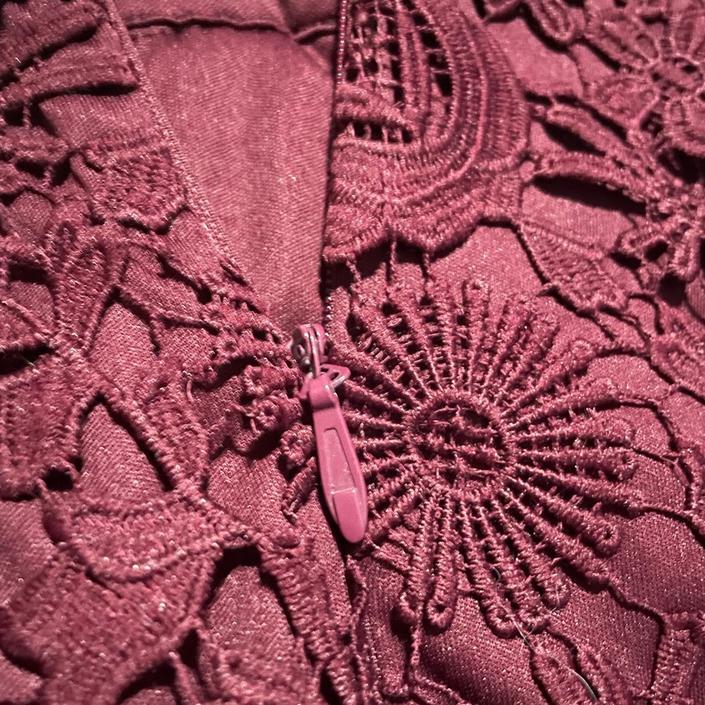Burgundy Halter Lace Maxi Dress - Picture 5 of 7